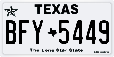 TX license plate BFY5449