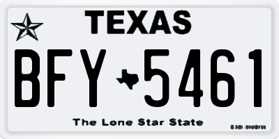 TX license plate BFY5461