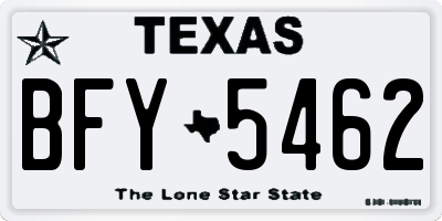 TX license plate BFY5462