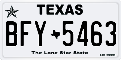 TX license plate BFY5463