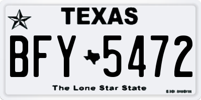 TX license plate BFY5472