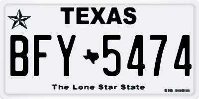 TX license plate BFY5474