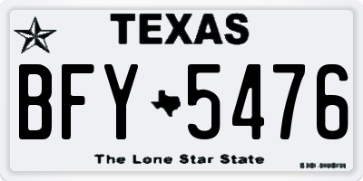 TX license plate BFY5476