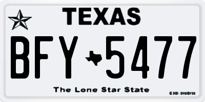 TX license plate BFY5477