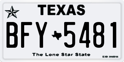 TX license plate BFY5481