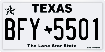 TX license plate BFY5501