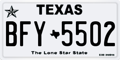 TX license plate BFY5502