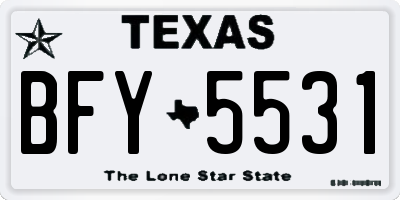 TX license plate BFY5531