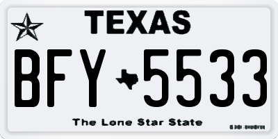 TX license plate BFY5533