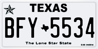 TX license plate BFY5534