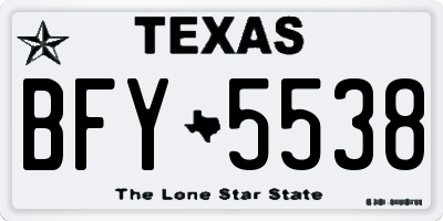 TX license plate BFY5538