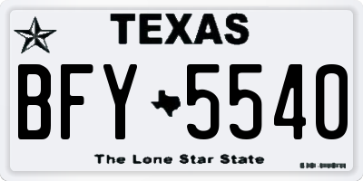 TX license plate BFY5540