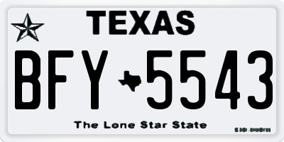 TX license plate BFY5543