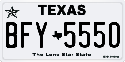 TX license plate BFY5550