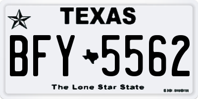 TX license plate BFY5562