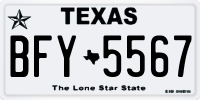 TX license plate BFY5567
