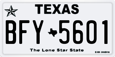TX license plate BFY5601