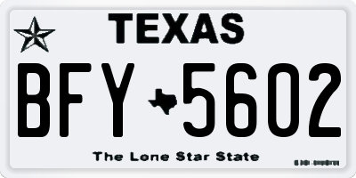 TX license plate BFY5602