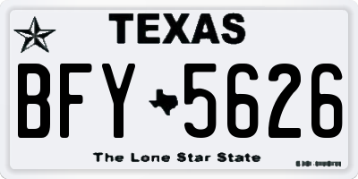 TX license plate BFY5626
