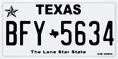 TX license plate BFY5634