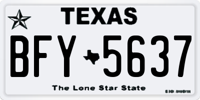 TX license plate BFY5637