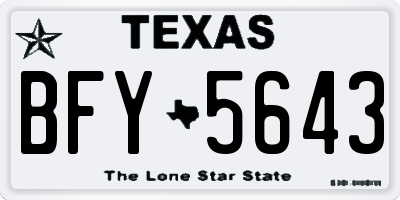 TX license plate BFY5643