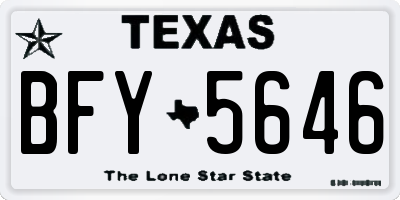 TX license plate BFY5646