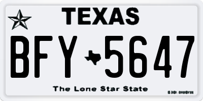 TX license plate BFY5647