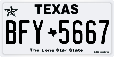 TX license plate BFY5667