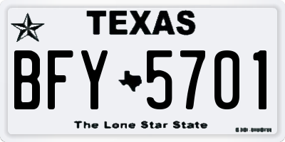 TX license plate BFY5701