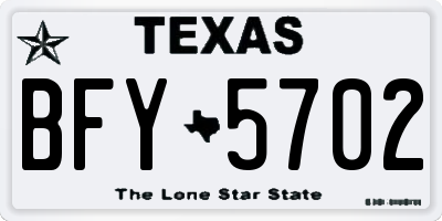 TX license plate BFY5702