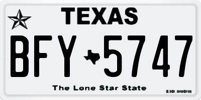 TX license plate BFY5747