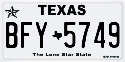 TX license plate BFY5749