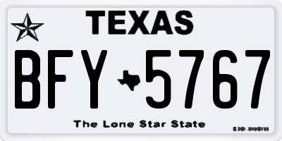 TX license plate BFY5767