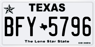 TX license plate BFY5796