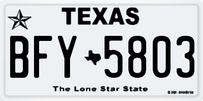 TX license plate BFY5803