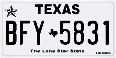 TX license plate BFY5831