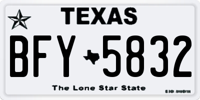 TX license plate BFY5832
