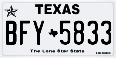 TX license plate BFY5833