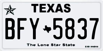 TX license plate BFY5837