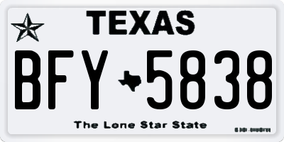 TX license plate BFY5838