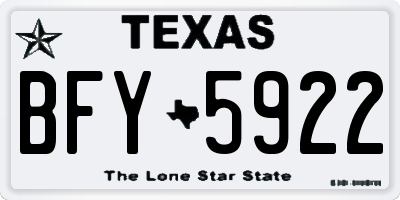 TX license plate BFY5922