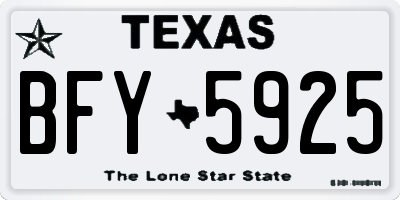 TX license plate BFY5925