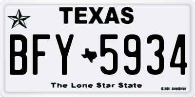 TX license plate BFY5934