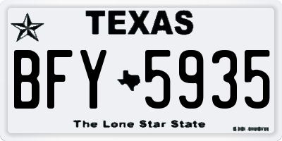 TX license plate BFY5935