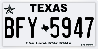 TX license plate BFY5947