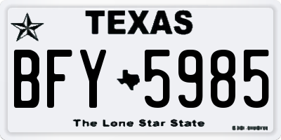 TX license plate BFY5985