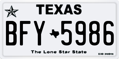 TX license plate BFY5986