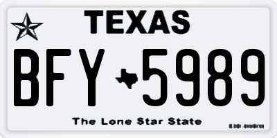 TX license plate BFY5989