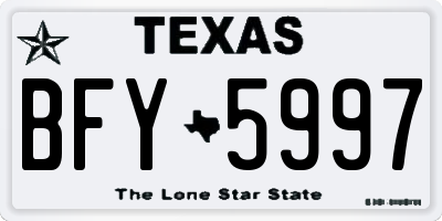 TX license plate BFY5997